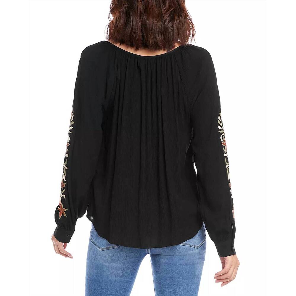 NEW KAREN KANE embroidered peasant top in black - Picture 3 of 4